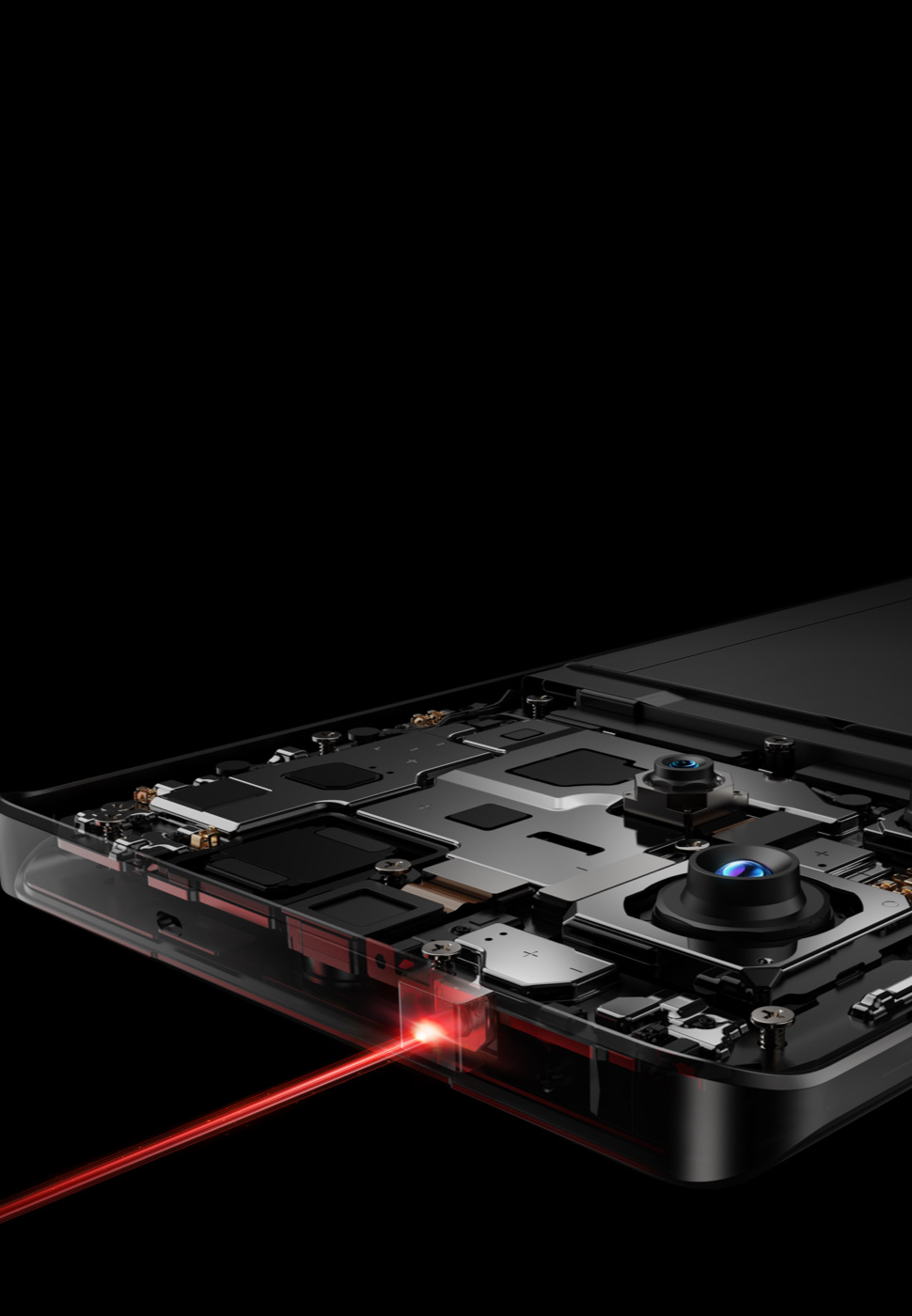 Close up render of the realme GT 6's rear camera module and laser autofocus sensor